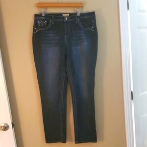 Earl Jeans Women's Straight Leg Dark Blue Denim Jeans